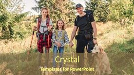 Presentation with mountain hiking - Amazing presentation theme having smiling-father-with-daughters backdrop and a coral colored foreground