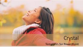  Presentation with fall lake - Theme enhanced with smiling feeling free in fall background and a yellow colored foreground