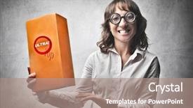  Presentation with advertising - Theme enhanced with smiling female announcer advertising background and a coral colored foreground