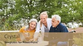  Presentation with home garden - Presentation theme enhanced with smiling-female-caregiver-discussing background and a coral colored foreground