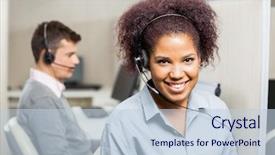  Presentation with customer service - Beautiful PPT layouts featuring smiling female customer service backdrop and a lemonade colored foreground