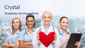  Presentation with healthcare - Audience pleasing PPT layouts consisting of smiling female doctor and nurse backdrop and a sky blue colored foreground