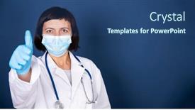  Presentation with medical sign - Amazing slide deck having smiling-female-doctor-with-stethoscope backdrop and a ocean colored foreground