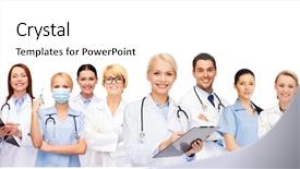  Presentation with medicine - Beautiful slide deck featuring smiling female doctors and nurse backdrop and a cream colored foreground