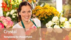  Presentation with colorful flower - Cool new theme with smiling florist flower shop colorful backdrop and a coral colored foreground
