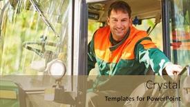  Presentation with cabin forest - Beautiful theme featuring smiling-forest-worker-is-sitting backdrop and a coral colored foreground