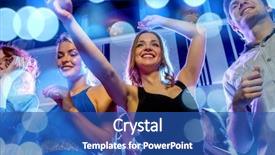  Presentation with farewell party time - Cool new presentation theme with smiling friends dancing in club backdrop and a ocean colored foreground