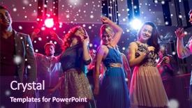  Presentation with holidays - Presentation design featuring smiling friends dancing in club background and a violet colored foreground