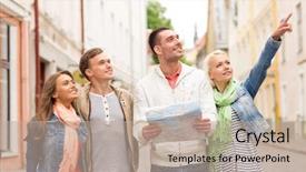 Presentation with city map - Colorful slides enhanced with smiling friends with city map backdrop and a mint green colored foreground