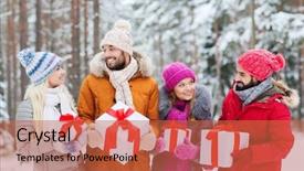  Presentation with winter forest - Amazing theme having smiling friends with gift backdrop and a red colored foreground