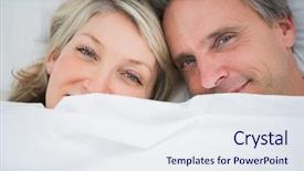  Presentation with broken home upset couple - Colorful presentation design enhanced with smiling from under the cover backdrop and a sky blue colored foreground