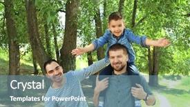  Presentation with family gay - Colorful presentation theme enhanced with smiling gay couple with son backdrop and a seafoam green colored foreground