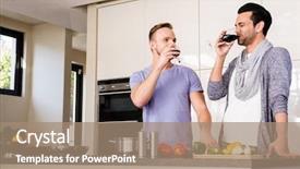  Presentation with gay - Slides consisting of smiling gay drinking red wine in the kitchen background and a coral colored foreground