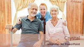  Presentation with geriatric - Presentation design enhanced with smiling-geriatric-nurse-and-happy background and a coral colored foreground