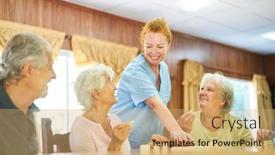  Presentation with geriatric - Presentation theme having smiling-geriatric-nurse-assisting-group background and a  colored foreground
