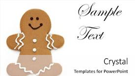  Presentation with gingerbread man - Theme featuring smiling gingerbread man on white background and a white colored foreground