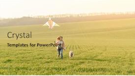  Presentation with kite - Presentation theme consisting of smiling-girl-and-cute-dog background and a yellow colored foreground