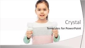  Presentation with light bulbs - Beautiful slide set featuring smiling-girl-comparing-different-light backdrop and a sky blue colored foreground