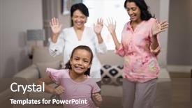  Presentation with smiling little girl - Audience pleasing PPT theme consisting of free dance - portrait of smiling girl dancing backdrop and a coral colored foreground