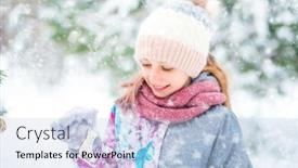  Presentation with christmas girl - Amazing theme having smiling-girl-decorating-christmas-tree backdrop and a light blue colored foreground