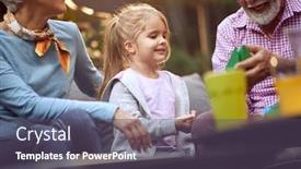  Presentation with grandfather - Cool new slide deck with smiling-girl-enjoying backdrop and a violet colored foreground