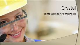  Presentation with smiling little girl - Beautiful slides featuring smiling girl in construction training backdrop and a soft green colored foreground