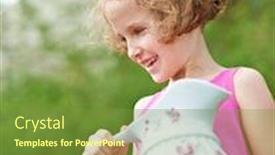  Presentation with water jug - Theme with smiling-girl-in-summer-carries background and a tawny brown colored foreground