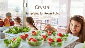  Presentation with school lunch - PPT layouts consisting of smiling-girl-picking-up-vegetable and a cream colored foreground