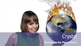  Presentation with fire - PPT theme featuring smiling girl portrait with fire background and a ocean colored foreground