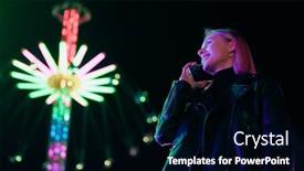  Presentation with phone - Beautiful PPT layouts featuring smiling-girl-speak-by-phone backdrop and a black colored foreground