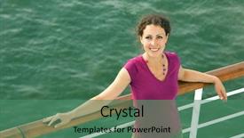  Presentation with ship - Colorful slides enhanced with smiling girl traveling on ship backdrop and a ocean colored foreground