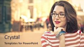  Presentation with red - Slide set featuring smiling girl wearing a red background and a  colored foreground