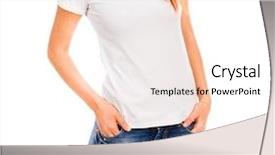  Presentation with smiling little girl - Presentation theme with smiling girl in white t background and a sky blue colored foreground