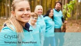  Presentation with forest - PPT theme with smiling-girl-with-family background and a light blue colored foreground