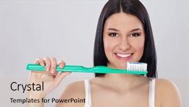  Presentation with healthy - PPT layouts consisting of smiling girl with healthy teeth background and a lemonade colored foreground