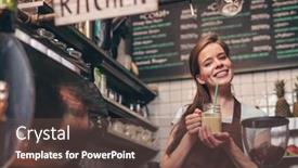  Presentation with smoothie - Colorful PPT layouts enhanced with smiling-girl-with-smoothie backdrop and a tawny brown colored foreground