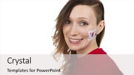  Presentation with korea flag - Presentation theme consisting of smiling-girl-with-the-flag background and a light gray colored foreground