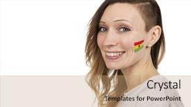  Presentation with ghana flag - PPT theme having smiling girl with the flag background and a coral colored foreground