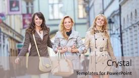  Presentation with city - Slide deck featuring smiling girls in the city background and a  colored foreground