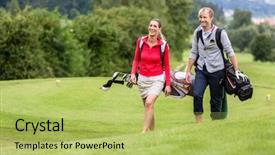  Presentation with golf course - Amazing presentation theme having carry - smiling golf players carrying their backdrop and a yellow colored foreground