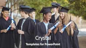  Presentation with scroll - Theme enhanced with smiling graduate school kids standing background and a  colored foreground