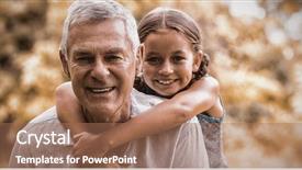  Presentation with drought tolerant yard including chaparral - Presentation featuring smiling grandfather carrying grandaughter background and a coral colored foreground