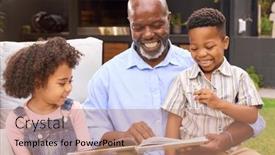  Presentation with grandfather - Theme enhanced with smiling-grandfather-reading-book background and a coral colored foreground