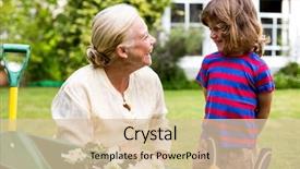  Presentation with flower - Audience pleasing presentation theme consisting of smiling granny with grandson near backdrop and a lemonade colored foreground