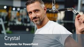  Presentation with grey - Presentation theme featuring smiling-grey-adult-sportsman-working background and a ocean colored foreground