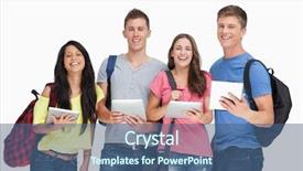  Presentation with backpacks - Audience pleasing theme consisting of empty frame with old book backdrop and a sky blue colored foreground