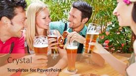  Presentation with beer garden - Cool new slide set with smiling-group-with-beer backdrop and a coral colored foreground