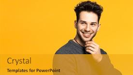  Presentation with ion - Slide deck featuring smiling-handsome-man-ion background and a gold colored foreground