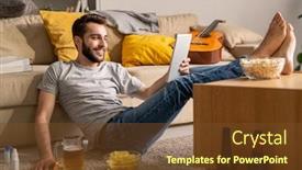  Presentation with gold man smile - Beautiful slides featuring smiling-handsome-young-man backdrop and a tawny brown colored foreground