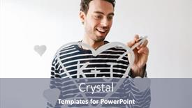  Presentation with heart love - Audience pleasing PPT theme consisting of smiling-handsome-young-man backdrop and a gray colored foreground